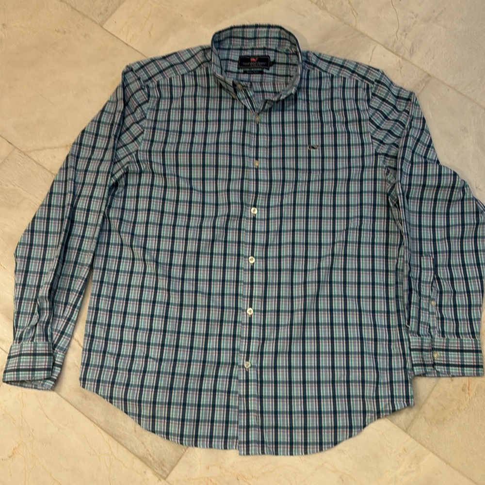 Men’s XL Vineyard Vines pastel plaid button down shirt